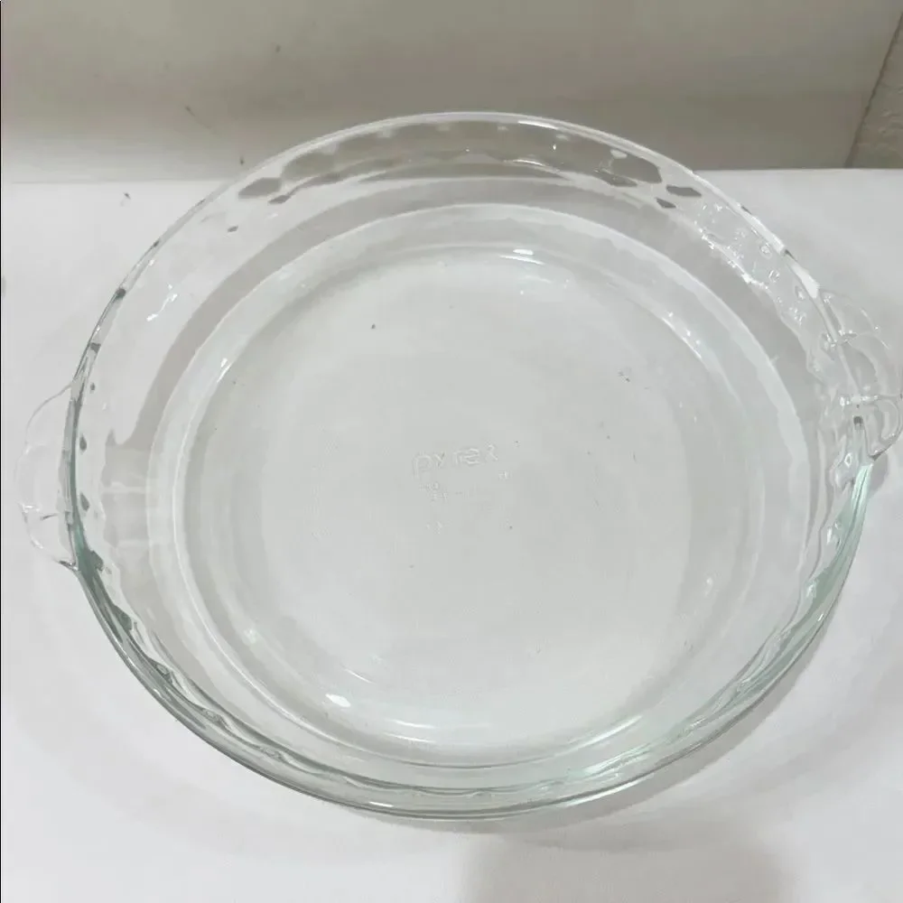 Pyrex Clear Glass Pie Dish 229 H11 9.5 inches 24 cm Made USA Oven Microwave